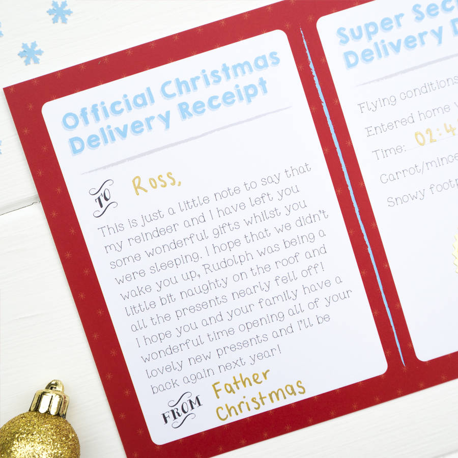 Personalised Santa Or Father Christmas Delivery Receipt By Joanne