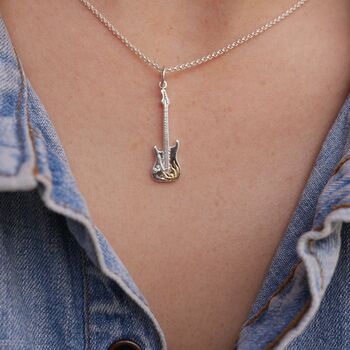 Personalised Sterling Silver Electric Guitar Necklace, 4 of 10