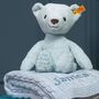My First Steiff Blue Teddy Bear And Blanket Gift Set, thumbnail 1 of 5