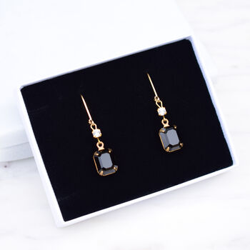 Black And Clear Crystal Leverback Earrings, 2 of 4