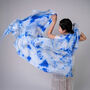 100% Mulberry Silk Scarf, Blue Marble In Gift Box, thumbnail 3 of 9