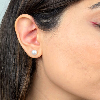 Handpicked Freshwater Silver Pearl Stud Earrings, 4 of 4