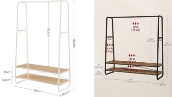 Clothes Rack Clothes Rail With Shelves And Hooks, 2 of 7