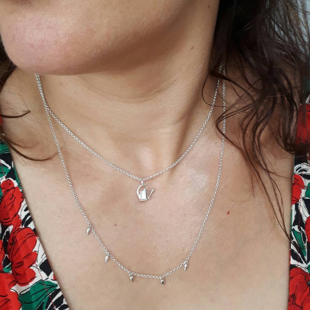 Silver Watering Can Necklace By Lily Charmed