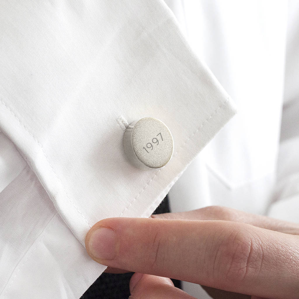 Image of Milestone Year Personalised Circle Cufflinks