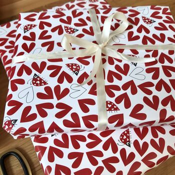 Love Bug Ladybird Wrapping Paper Or Gift Wrap Set, 2 of 12