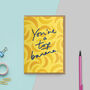 Top Banana Card | Retro Yellow Fun Repeat Pattern, thumbnail 1 of 2