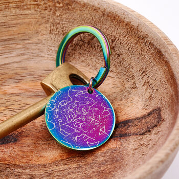 Star Map Memorable Date Black Steel Keyring, 10 of 12