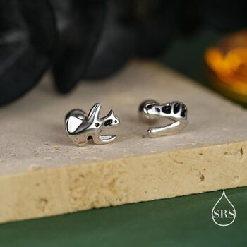 Mismatched Dinosaur Fossil Stud/Screw Back Earrings In Sterling Silver, 5 of 12
