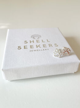 Sterling Silver Paw Print Stud Earrings, 4 of 5