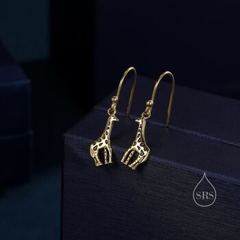 Giraffe Drop Hook Earrings In Sterling Silver, 2 of 11