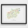 Map Of The Midlands Art Print, thumbnail 2 of 8
