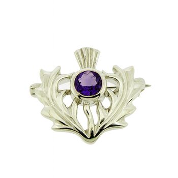 Sterling Silver Thistle And Amethyst Crystal Brooch, 4 of 4