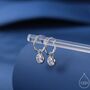 Sterling Silver Dangle Cz Huggie Hoop Earrings With Sleeper Hoops, thumbnail 1 of 12