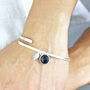 Birthstone And Initial Sterling Silver Wrap Bangle, thumbnail 4 of 8