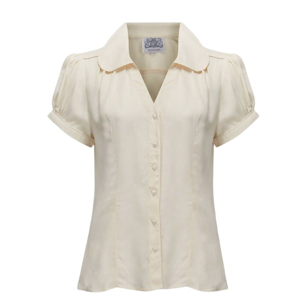 Judy Blouse In Cream Vintage 1940s Style, 1 of 2