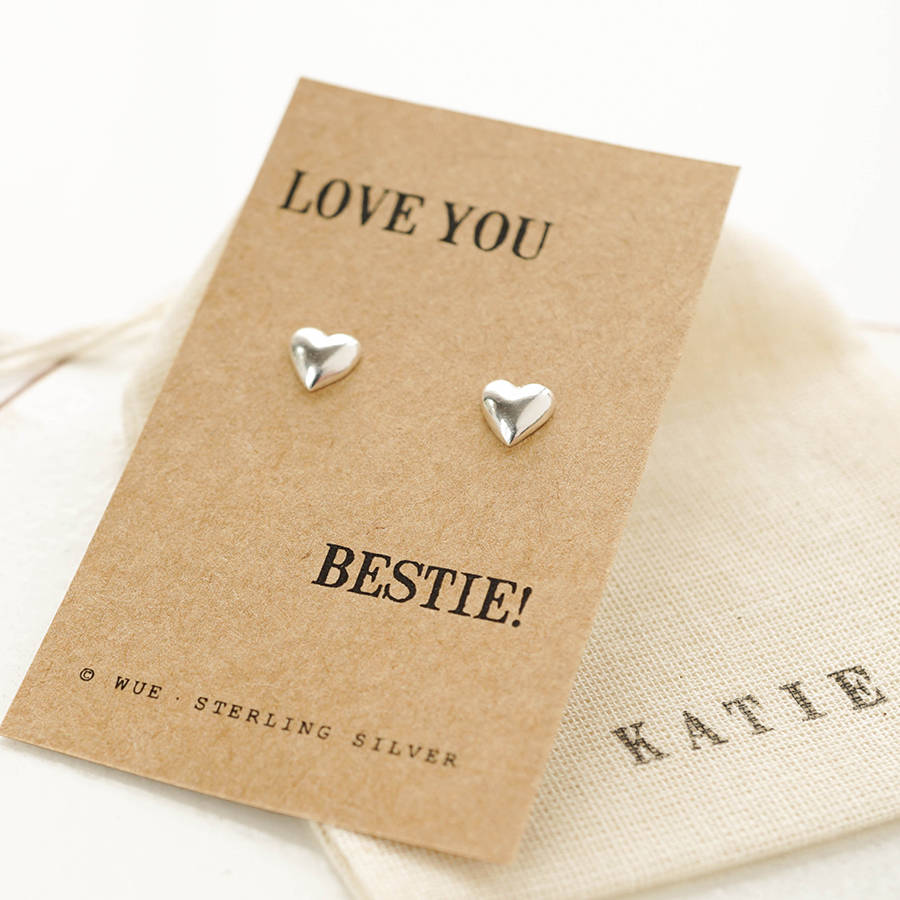 silver best friend gift earrings by wue