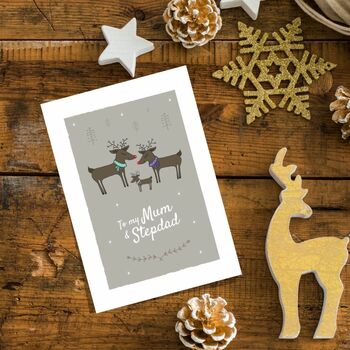 'To My Mum And Stepdad' Christmas Card Reindeer, 2 of 7