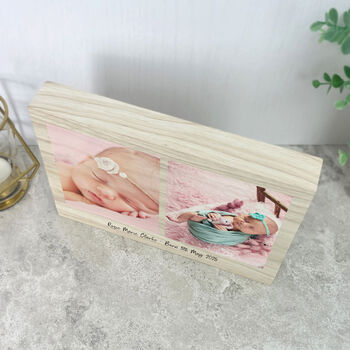 Personalised Freestanding Two Photo Giant Wooden Block 15cm X 21cm Landscape, 4 of 5