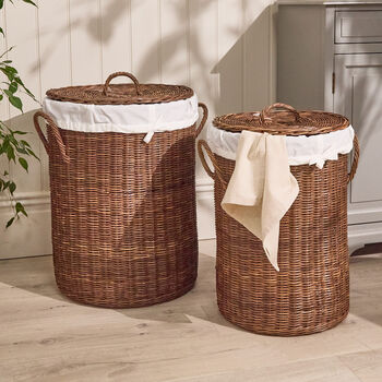 Aden Round Rattan Laundry Basket, 2 of 5