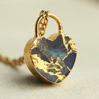 Padlock Gemstone Heart Necklace, 8 of 12