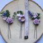 Lilac And Lavender Flower Hair Pins, thumbnail 3 of 3