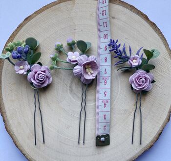 Lilac And Lavender Flower Hair Pins, 3 of 3