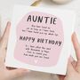 Auntie Or Aunty Birthday Card From Niece Or Nephew, thumbnail 1 of 7