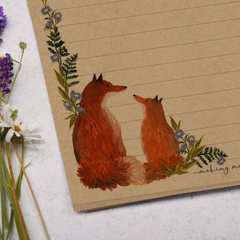 A5 Kraft Letter Writing Paper With Foxes And Botanicals, 2 of 4