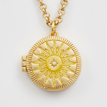 Gold Sun Locket Necklace, 3 of 9