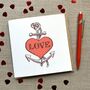 Valentine's Card With Tattoo Style Heart And Anchor, thumbnail 1 of 2