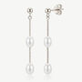 Sterling Silver Dangle Pearl Earrings, Bridal Jewellery, thumbnail 3 of 3