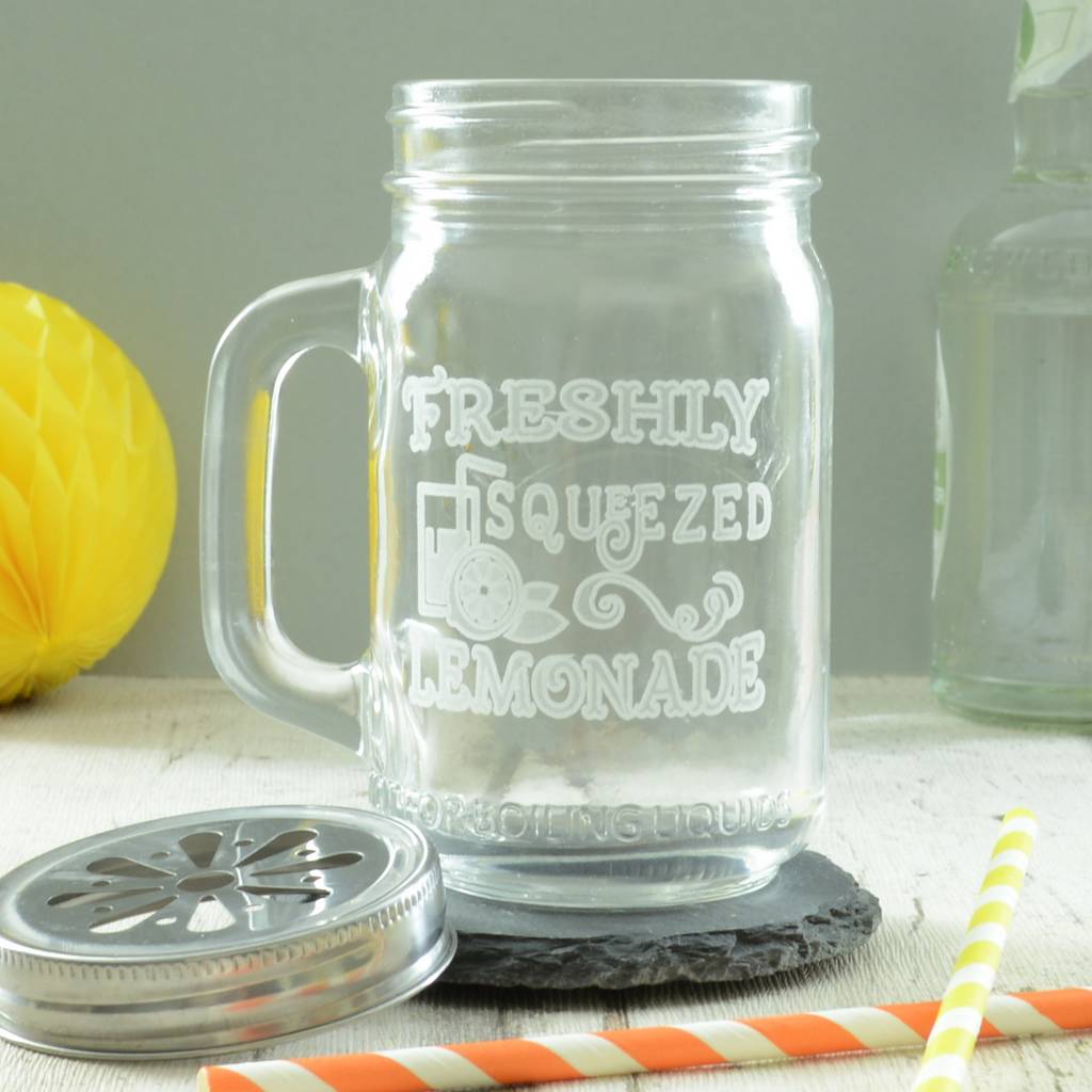 lemonade engraved drinking jar by chalk and cheese