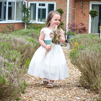 Soft Lace And Chiffon Skirt Flower Girl Dress, 5 of 8