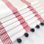 Red Stripe Blackout Roman Blind With Pompom Trim, thumbnail 1 of 6