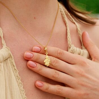 Oak Leaf Charm Necklace, Sterling Silver Or Gold Plated, 2 of 11