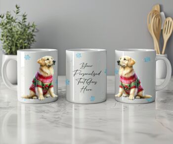 Personalised Golden Retriever In Christmas Jumper Mug B, 2 of 2