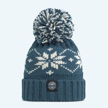 Teal Flora Nordic Knit Hat, 2 of 6