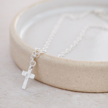 Sterling Silver Cross Charm Anklet, 2 of 4