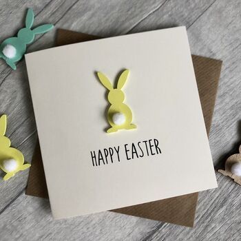 Personalised Happy Easter Painted Rabbit Card, 4 of 4