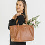 Caramel Soft Leather Lined Tote Handbag, thumbnail 5 of 10