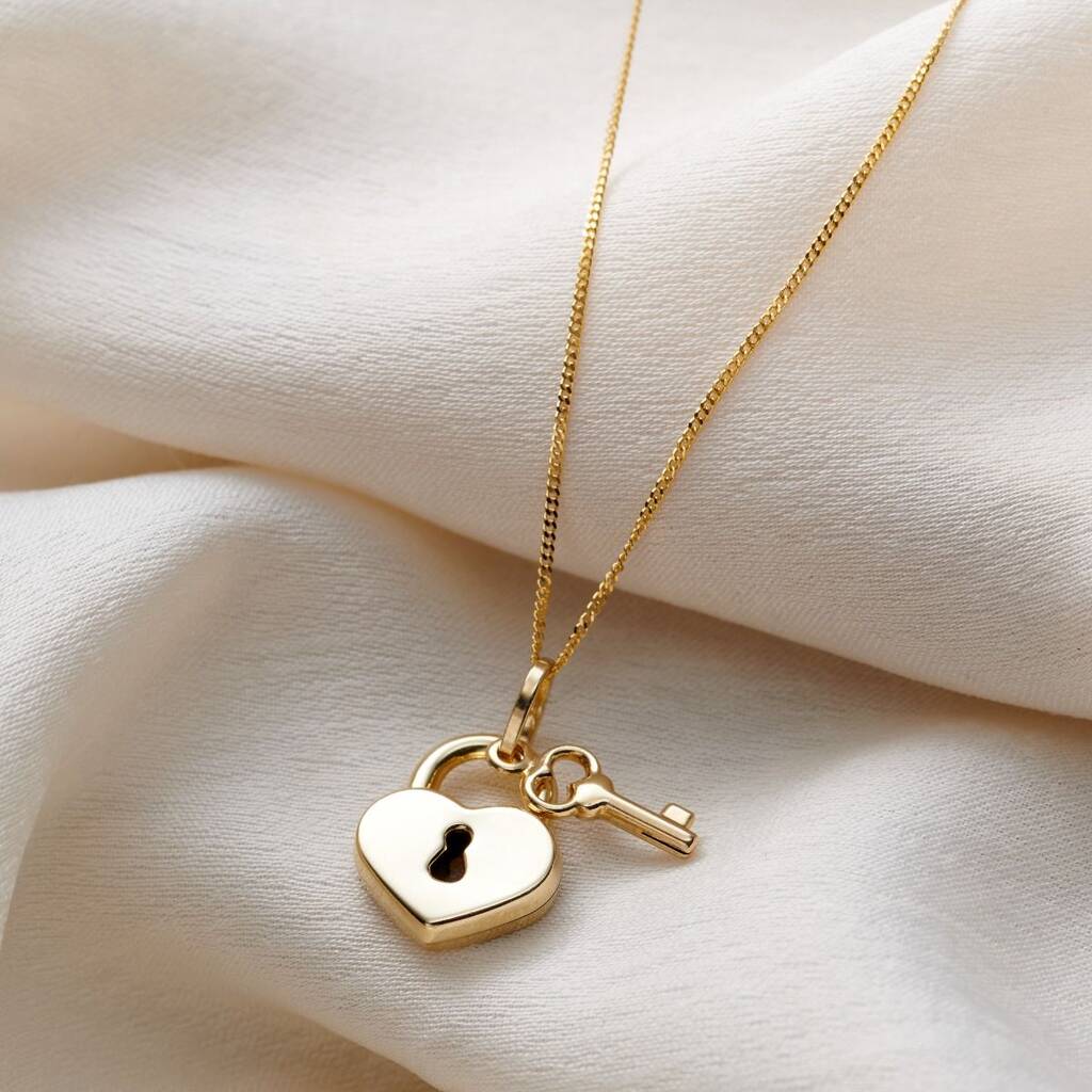 9ct Gold Rialto Love Lock Charm Necklace