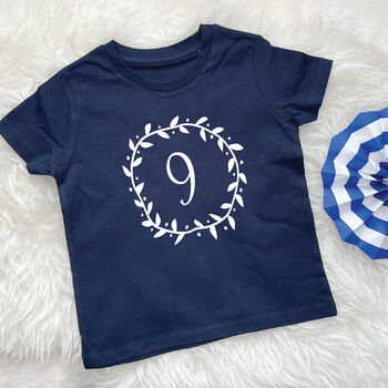 Girls Birthday T Shirt Flower Garland And Number, 3 of 7