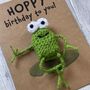 Frog Hoppy Birthday Crochet Birthday Card Handmade, thumbnail 9 of 12