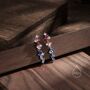 Rainbow Cz Cluster Stud Drop Earrings Sterling Silver, thumbnail 2 of 11