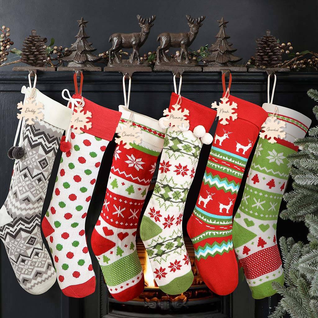 Personalised Nordic Knitted Christmas Stockings By Dibor
