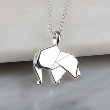 Personalised Solid Silver Origami Elephant Necklace, 3 of 8