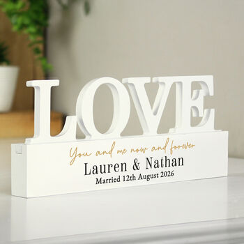 Personalised Black And Gold Text Love Block Sign Ornament, 2 of 4