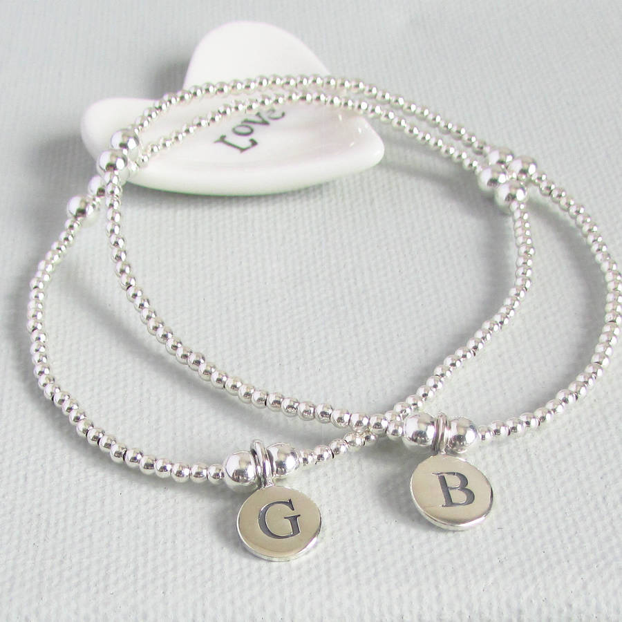 Sterling Silver Personalised Initial Beaded Bracelet By EVY Designs ...