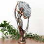 Art Deco Bronze Lady Figurine Silver Dress And Fan 38cm, thumbnail 1 of 12